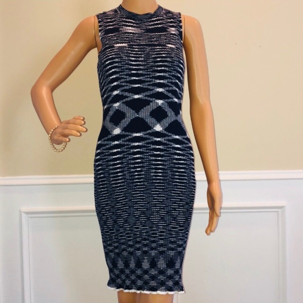 See By Chloé Navy and White Sleeveless Knit Mini Dress